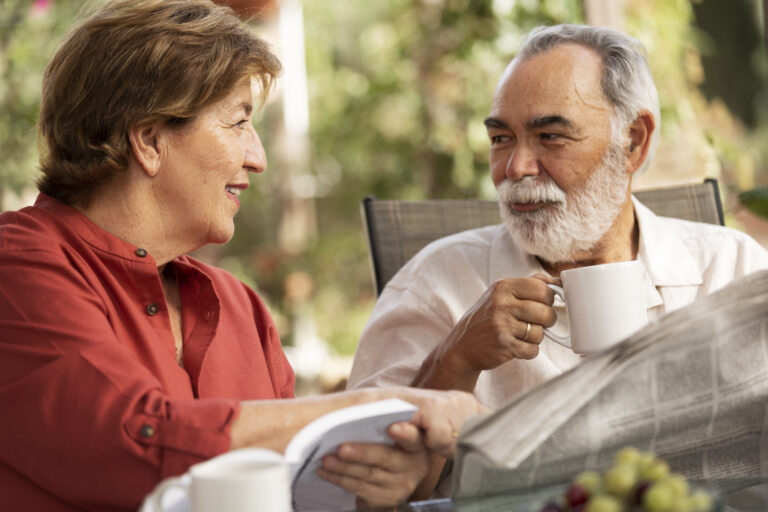 elderly couple enjoying life home countryside